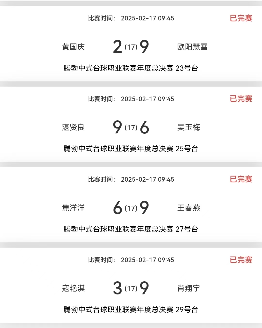 腾勃|中式台球职业联赛总决赛·比分播报(正) 腾勃|中式台球职业联赛总决赛·比分播报(正)