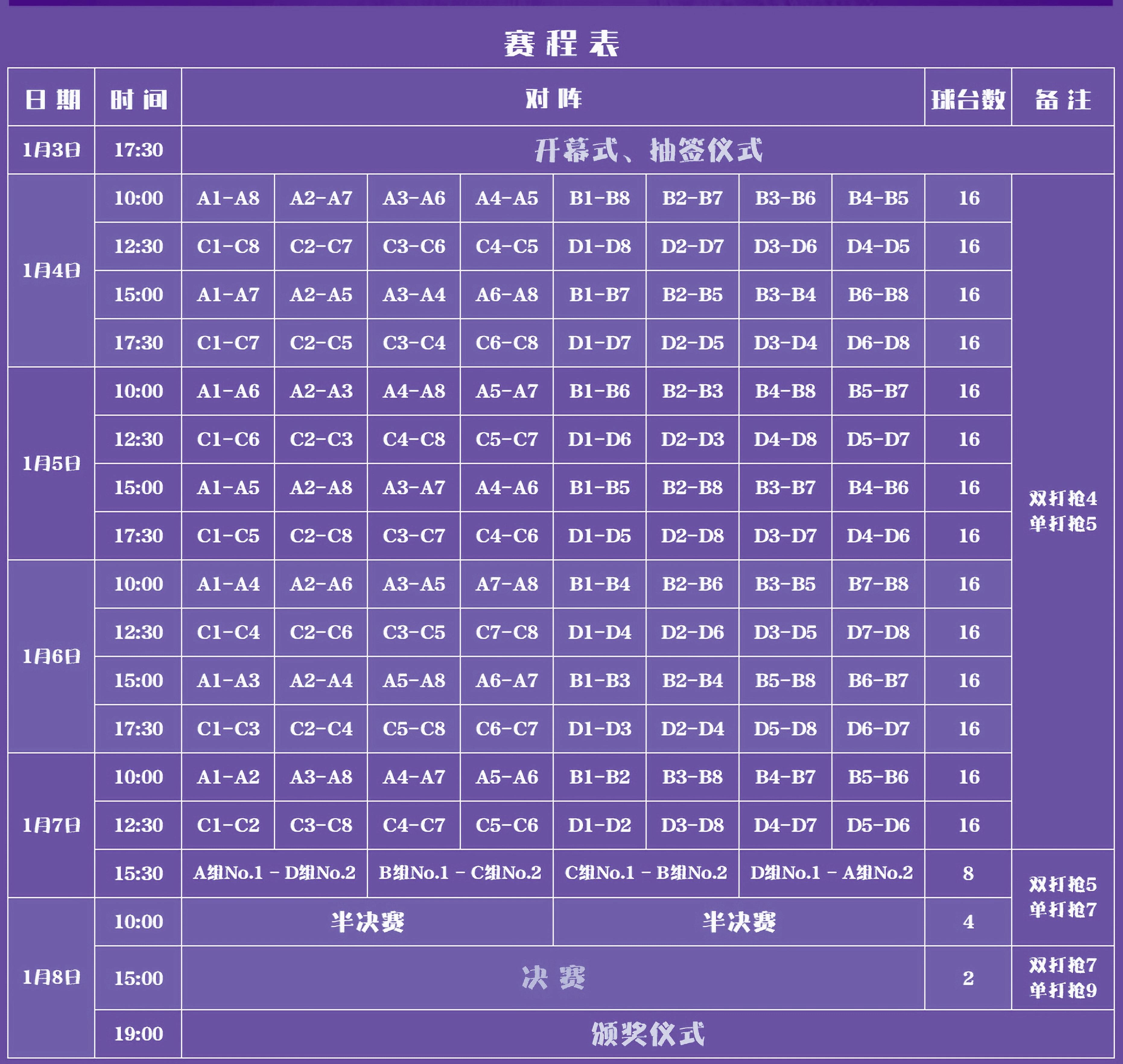 LP|中式台球团体精英赛·时间表 LP|中式台球团体精英赛·时间表